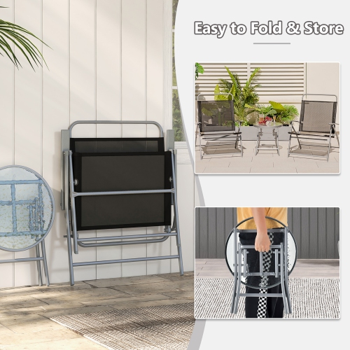 Gymax 3 Piece Patio Folding Chair Set w/ Coffee Table & Extra-Large Seat Porch Backyard Poolside