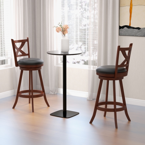 Gymax Swivel Bar Stools Set of 4 30 Inch Bar Height Chairs w/ High Backrest Espresso