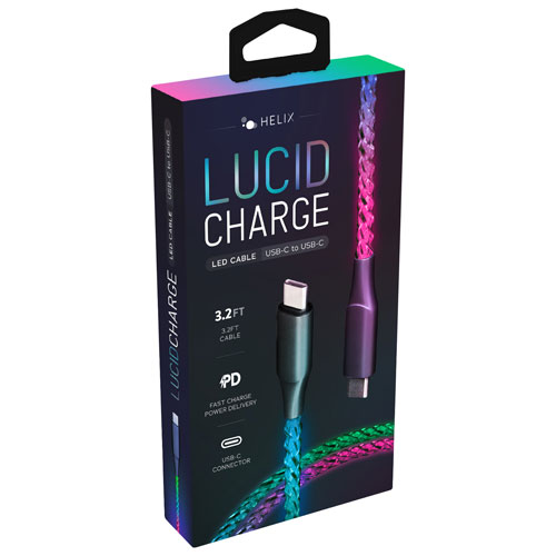 Helix Lucid LED 1m USB-C to USB-C Charge/Sync Cable (ETHCLTLED)