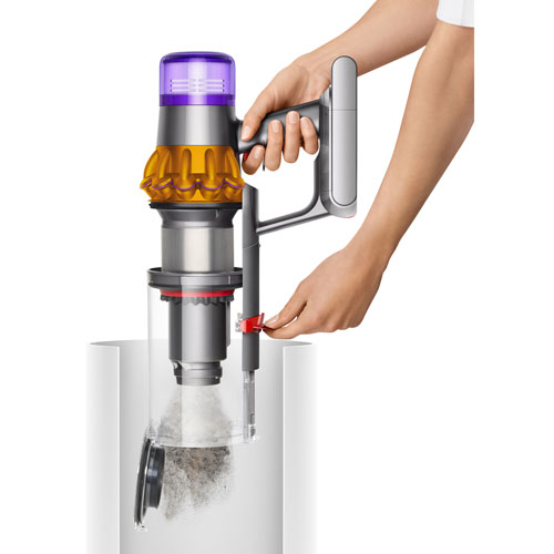 Image 9 of 12.. Dyson V15 Detect Extra Cordless Stick Vacuum - Yellow/Nickel - Only At Best Buy