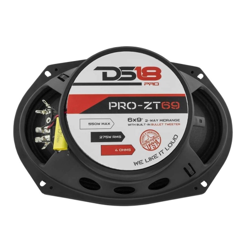 DS18 PRO-ZT69 550 Watts Max Power 4 Ohm 6x9" 2 Way Midrange Stereo Car Audio Speaker