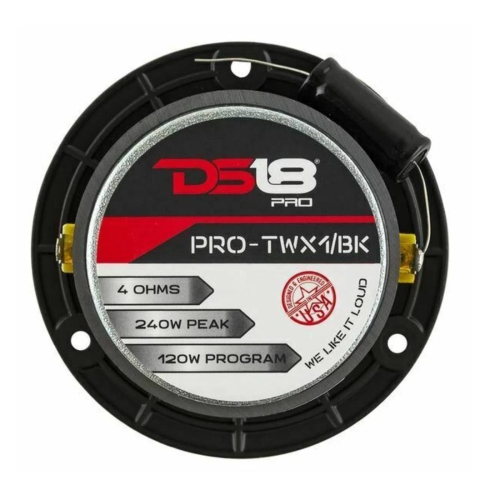 DS18 PRO-TWX1/BK 240W Max 4 Ohm 1" Vc Aluminum Super Bullet Car Tweeter - Black