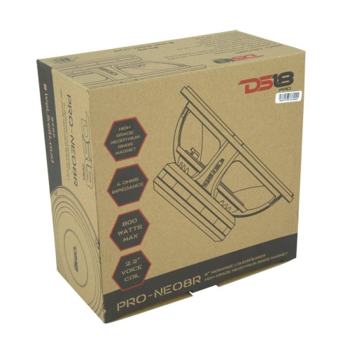 DS18 – haut-parleur de voiture moyen magnétique à anneaux en néodyme PRO-NEO8R 800 W Max 4 ohms 8 po