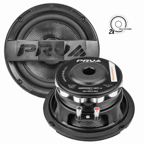 PRV AUDIO  6Mr500Cf-Ndy-4 6" 500 Watts 4-Ohms Car Audio Mid Range Speakers (Pair)