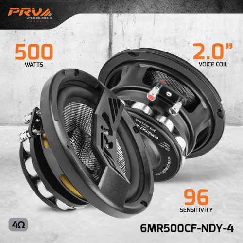 PRV Audio 6MR500CF-NDY-4 6" 500 Watts 4-Ohms Car Audio Mid Range Speakers