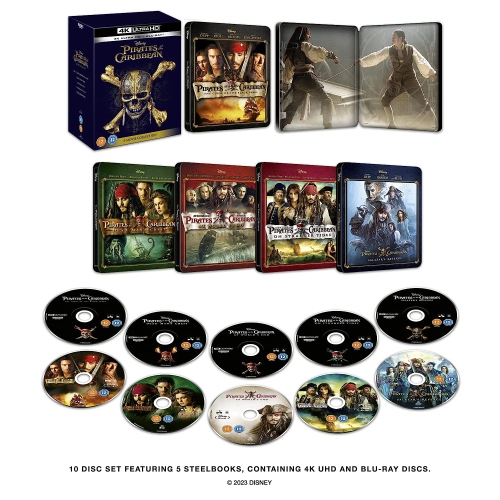 Disney's Pirates of the Caribbean Parts 1-5 [4K UHD + Blu-ray] Limited Edition Steelbook Collection