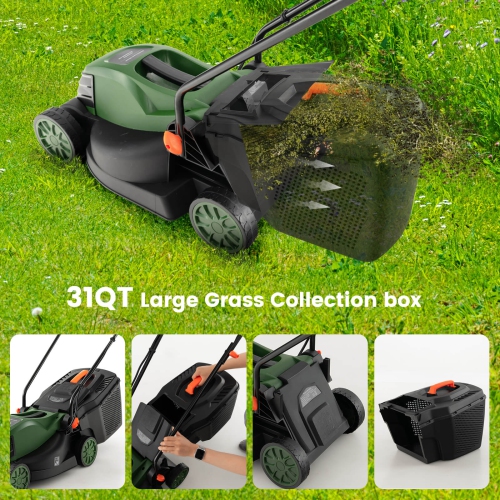 Costway Electric Corded Lawn Mower 10/12-AMP 13/14-Inch Walk-Behind Lawnmower with Collection Box