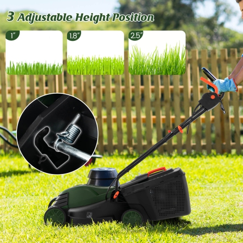 Costway Electric Corded Lawn Mower 10/12-AMP 13/14-Inch Walk-Behind Lawnmower with Collection Box