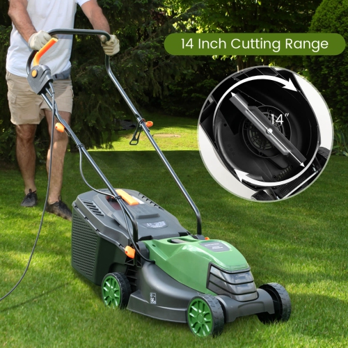 Costway Electric Corded Lawn Mower 10/12-AMP 13/14-Inch Walk-Behind Lawnmower with Collection Box