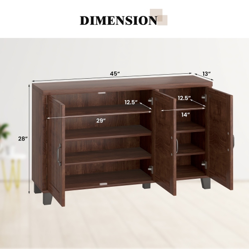 Costway 3-Door Buffet Sideboard Storage Credenza Cabinet Console Adjustable Shelf