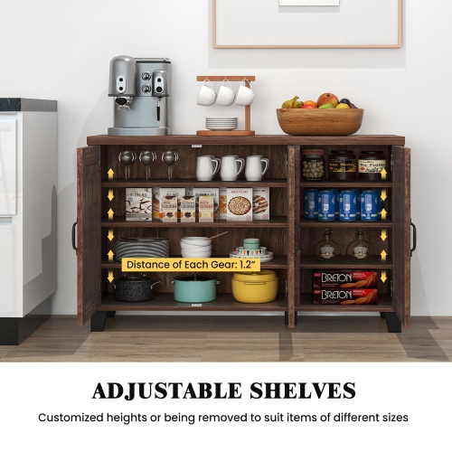 Costway 3-Door Buffet Sideboard Storage Credenza Cabinet Console Adjustable Shelf