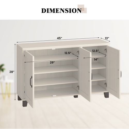 Costway 3-Door Buffet Sideboard Storage Credenza Cabinet Console Adjustable Shelf