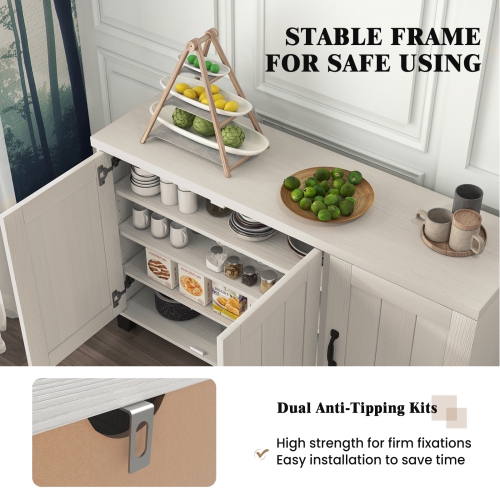 Costway 3-Door Buffet Sideboard Storage Credenza Cabinet Console Adjustable Shelf