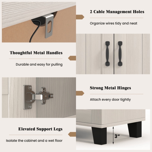 Costway 3-Door Buffet Sideboard Storage Credenza Cabinet Console Adjustable Shelf