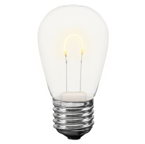 Novelty Lights 25 Pack S14 LED Plastic Flex Filament Outdoor Patio Globe Replacement Bulbs, Warm White, Dimmable, E26 Medium Base, 0.8 Watt