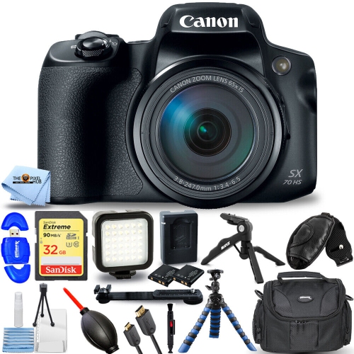 CANON  Powershot Sx70 Hs Digital Camera 3071C001 + 32GB + Led Light Kit Bundle