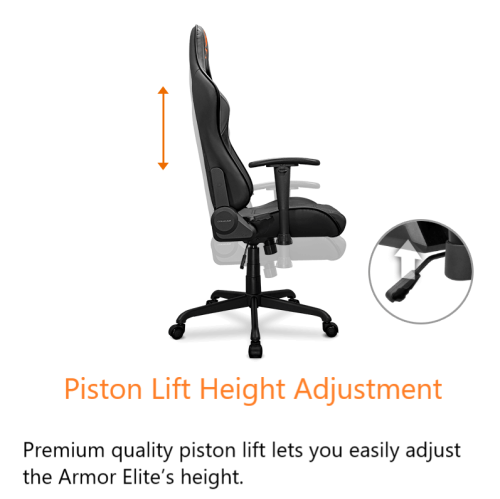 Fauteuil de jeu de bureau Armor Elite de Cougar – Dossier inclinable ergonomique en cuir PVC respirant haut de gamme avec appuie-tête et coussins