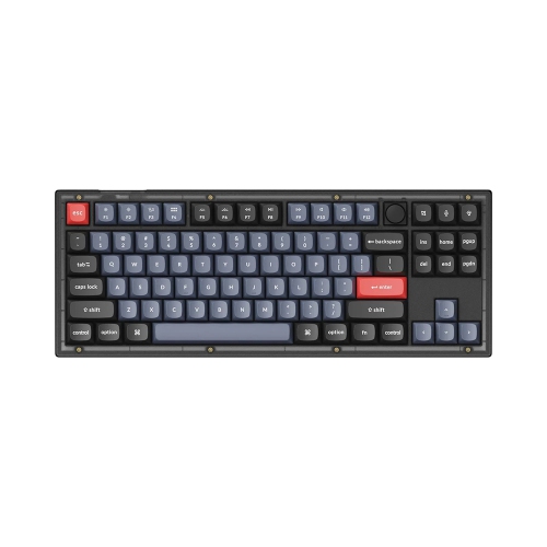 KEYCHRON  V3 Hotswap RGB Mechanical Keyboard - Frosted Black - With Knob - Switch - 80% (Tkl) - Windows Mac Os (V3-C1) In Red