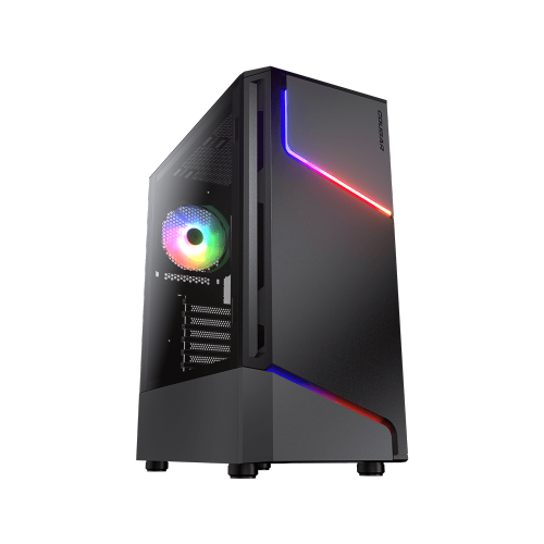 Cougar MX360 RGB Mini Tower ATX Computer Case, Tempered Glass Side Panel, 1x 120mm ARGB Fan Pre-Installed, Black