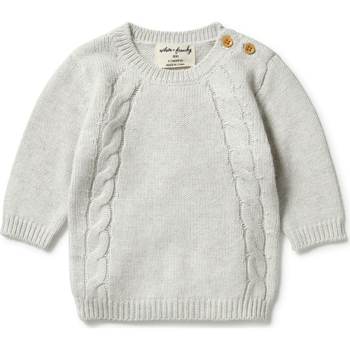 Wilson+Frenchy Knitted Mini Cable Jumper - Grey Melange