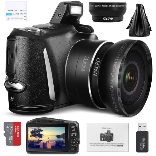 Digital Camera 4K 48MP Vlogging Camera for Photography with 2 Batteries,32GB SD Card, 16x Digital Zoom, 3.0 inch Screen,Compact Camera for Beginners