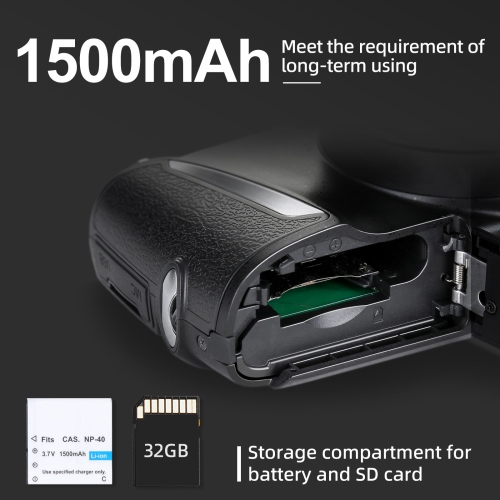 Digital Camera 4K 48MP Vlogging Camera for Photography with 2 Batteries,32GB SD Card, 16x Digital Zoom, 3.0 inch Screen,Compact Camera for Beginners