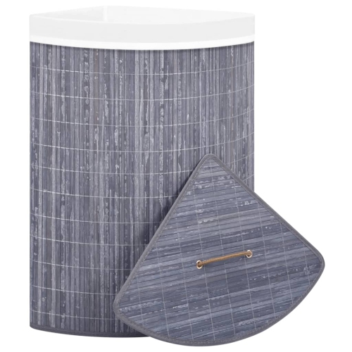 vidaXL Bamboo Corner Laundry Basket Grey 60 L