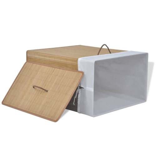 Poubelle rectangulaire en bambou naturel de vidaXL