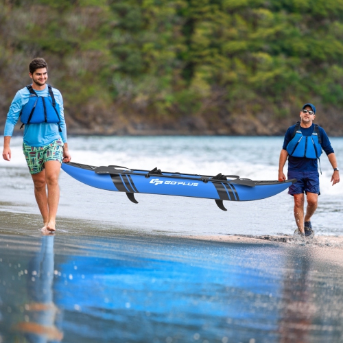 Kayak gonflable portatif pour 2 personnes avec siège rembourré en aluminium Oars EVA de Goplus