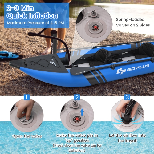 Kayak gonflable portatif pour 2 personnes avec siège rembourré en aluminium Oars EVA de Goplus