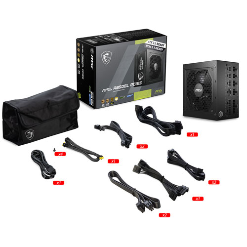 MSI MAG A850GL PCIE 5 80 Plus Gold 850W Fully Modular 12VHPWR Cable ATX 3.0 Power Supply