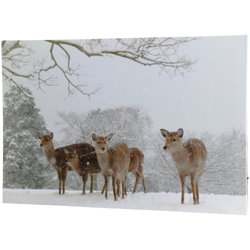 Fiber Optic Lighted Deer in the Woods Canvas Wall Art 23.5" x 15.5"