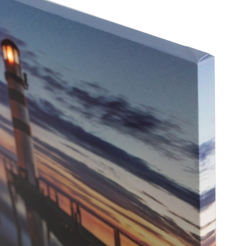 LED Lighted Coastal Sunset Lighthouse Scene Canvas Wall Art - 15.75" x 23.5"