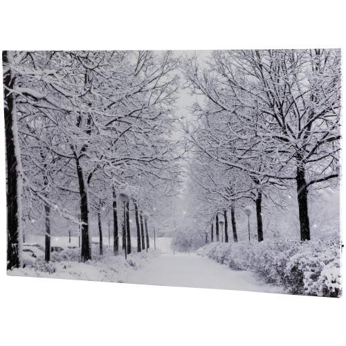 Fiber Optic Lighted Winter Lane Christmas Canvas Wall Art - 23.5" x 15.75"