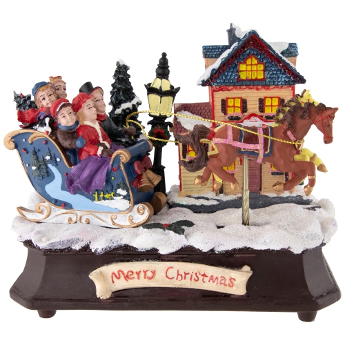 NORTHLIGHT  Animated And Musical Christmas Sleigh Decoration - 6.25"