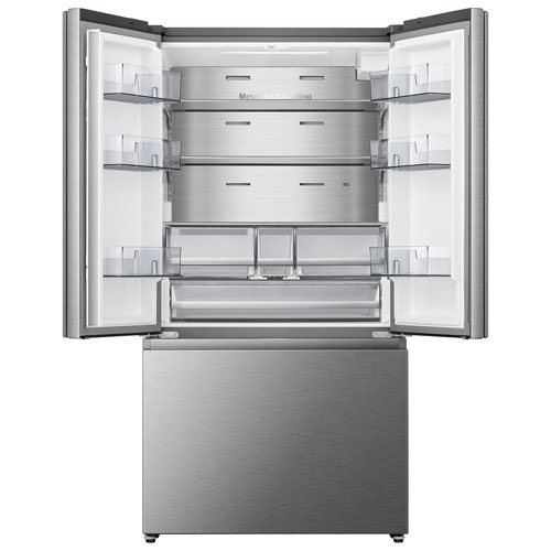 Réfrigérateur à deux portes de 22,4 pi³ et 36 po avec distributeur d'eau et de glaçons Hisense - Inox