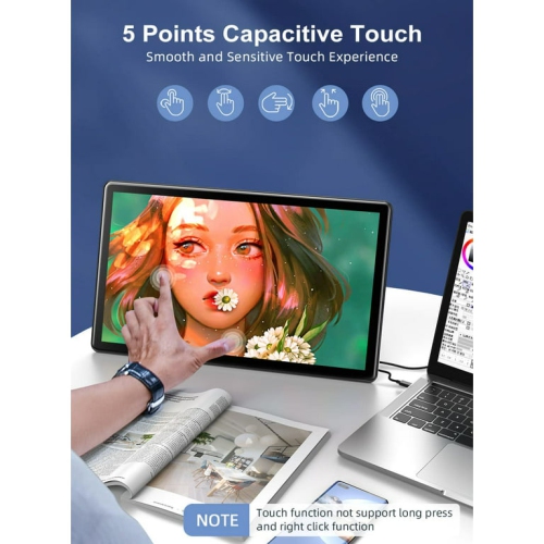 UPERFECT Portable Monitor Touch screen W/ Kickstand, 15.6" FHD 1080P IPS HDR TouchScreen Monitor for Laptop