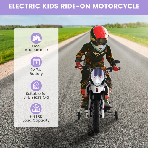 Vélo tout-terrain électrique pour enfants Aprilia de Costway 12&nbsp;V sous licence avec lumière et musique
