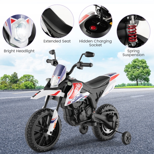 Vélo tout-terrain électrique pour enfants Aprilia de Costway 12&nbsp;V sous licence avec lumière et musique