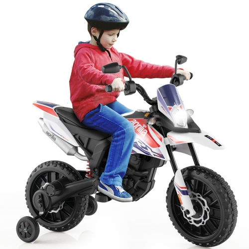 Vélo tout-terrain électrique pour enfants Aprilia de Costway 12&nbsp;V sous licence avec lumière et musique