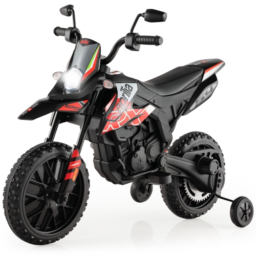 COSTWAY  12V Licensed Aprilia Kids Ride On Motorcycle Electric Dirt Bike With Light & Music