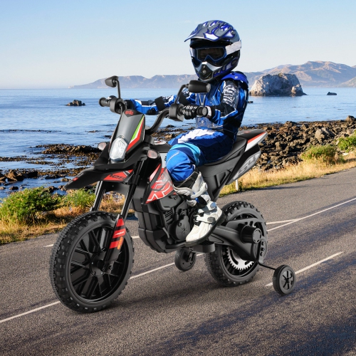 Vélo tout-terrain électrique pour enfants Aprilia de Costway 12 V sous licence avec lumière et musique