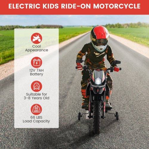 Vélo tout-terrain électrique pour enfants Aprilia de Costway 12 V sous licence avec lumière et musique