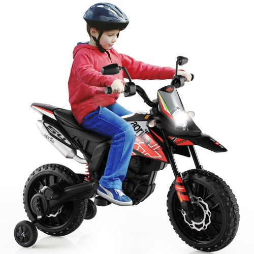 Vélo tout-terrain électrique pour enfants Aprilia de Costway 12 V sous licence avec lumière et musique