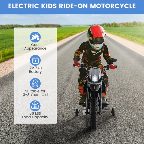 Costway 12V Licensed Aprilia Kids Ride On Motorcycle Electric Dirt Bike with Light & Music