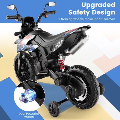 Costway 12V Licensed Aprilia Kids Ride On Motorcycle Electric Dirt Bike with Light & Music