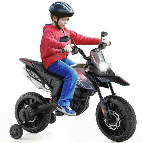 Costway 12V Licensed Aprilia Kids Ride On Motorcycle Electric Dirt Bike with Light & Music