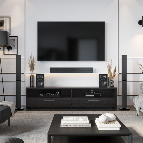 Meuble pour téléviseur de 85 po Fernbrook de CorLiving - Noir