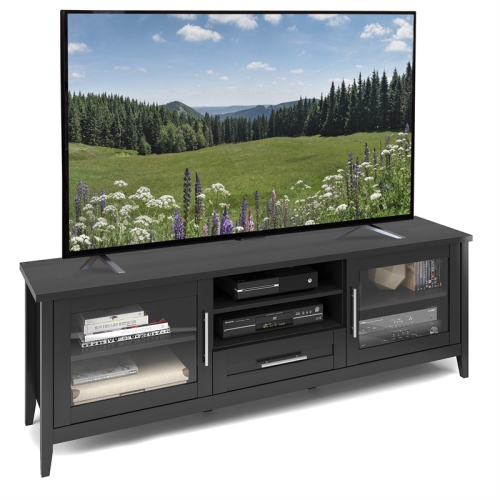 CorLiving Jackson 80" TV Stand-Black Wood Grain