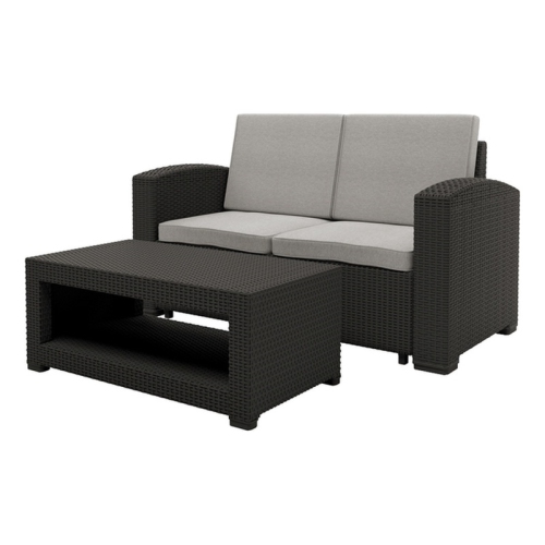 Adelaide 2-Piece Wicker Patio Conversation Set-Black
